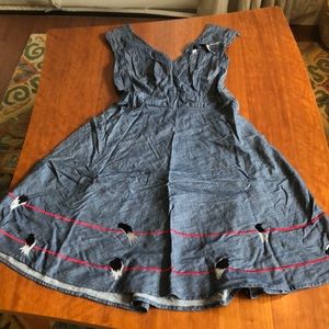 Eshakti birds on a wire chambray dress